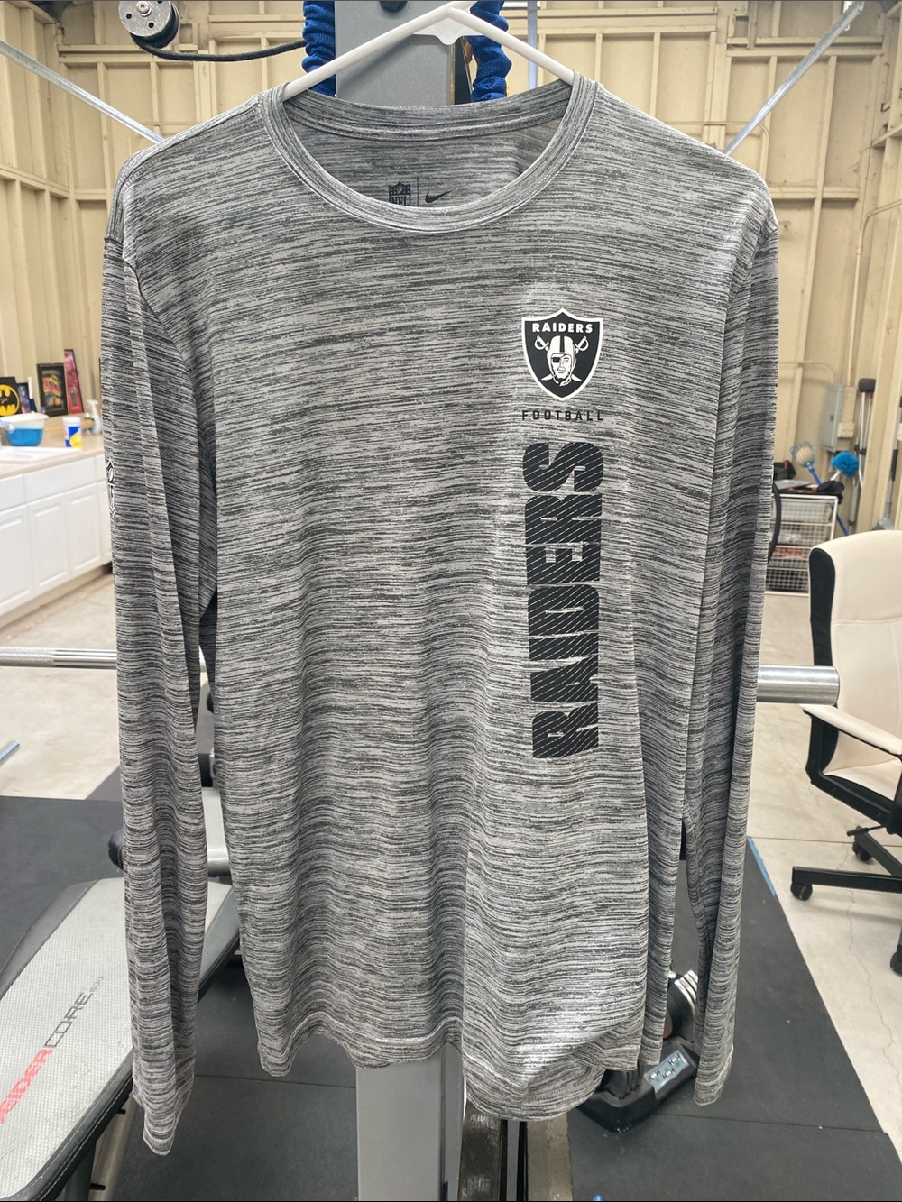 Nike Gray Raiders Long Sleeve Performance Dry Fit Tee